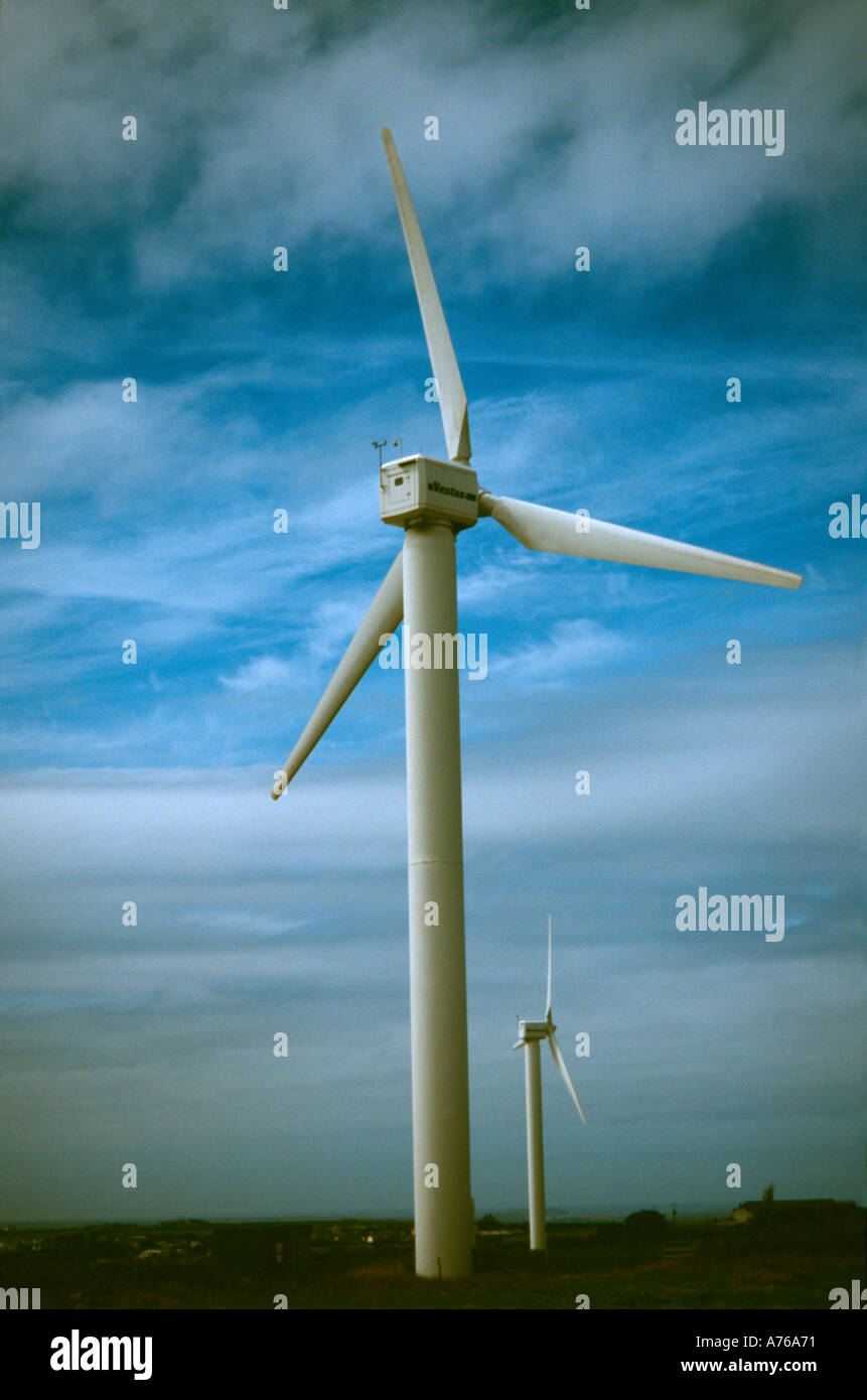 Windpark Delabole Cornwall England UK Stockfoto