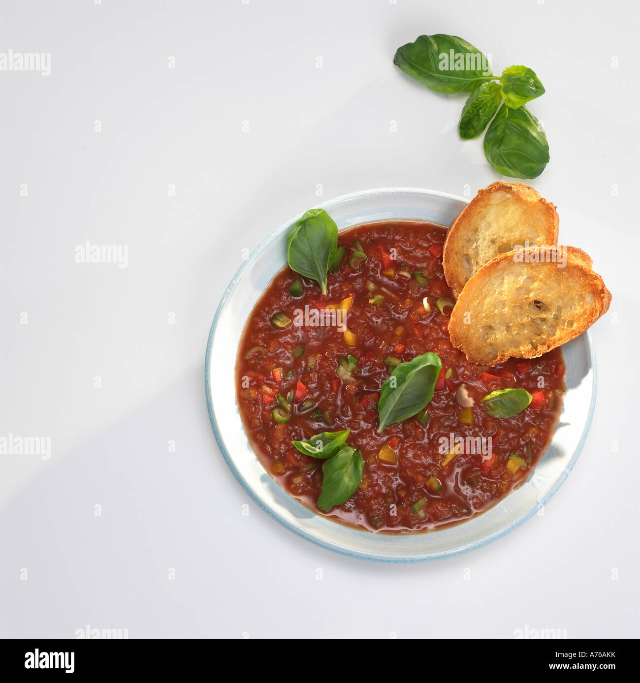 Gazpacho, spanische kalte Tomatensuppe in Schüssel Stockfoto