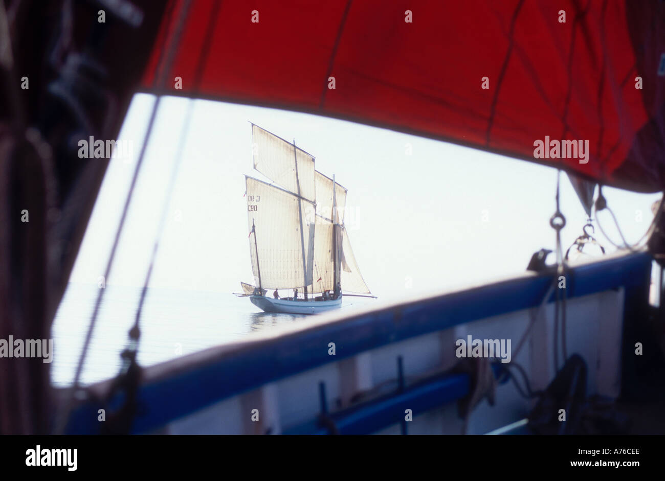 Die Replik des 19. Jahrhunderts französische Bisquine Klasse Lugger Fischereifahrzeug La heutzutage gebaut 1990 Stockfoto