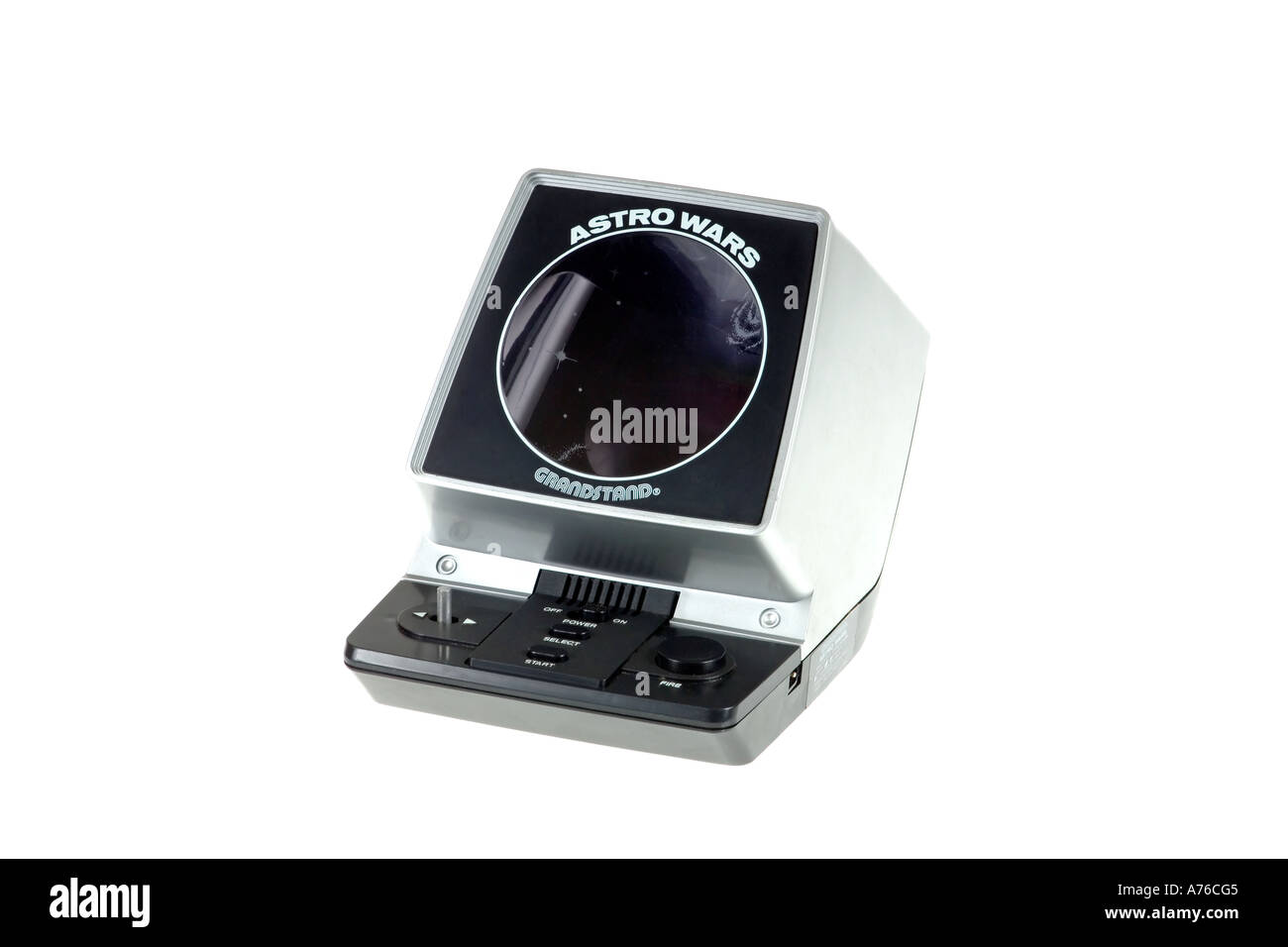 Astro Wars handheld 70er 80er Jahre Kinder space Invader Typ Spiel auf einem reinen weißen Hintergrund. Stockfoto