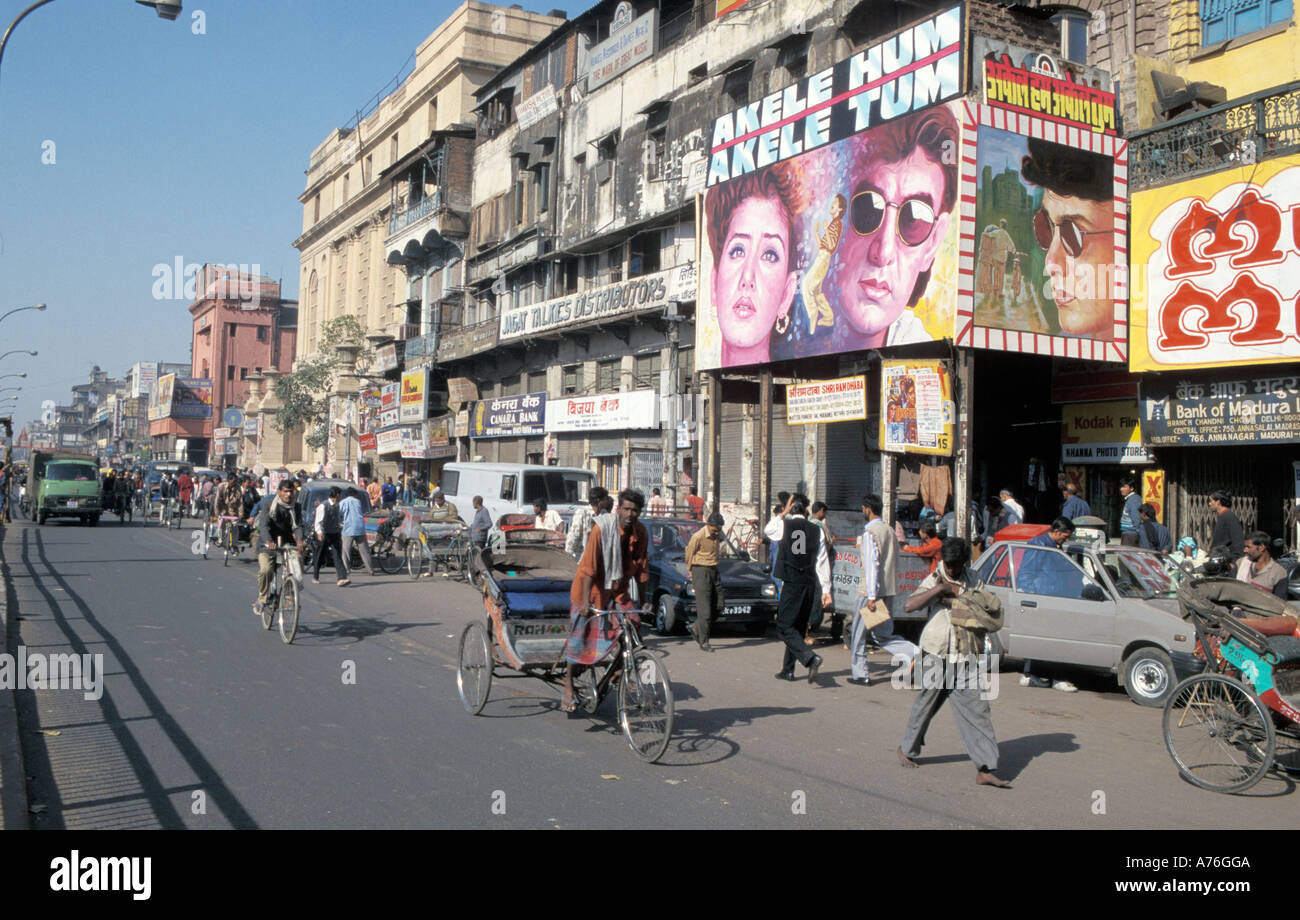 Kino Straßenszene New Delhi Stockfoto