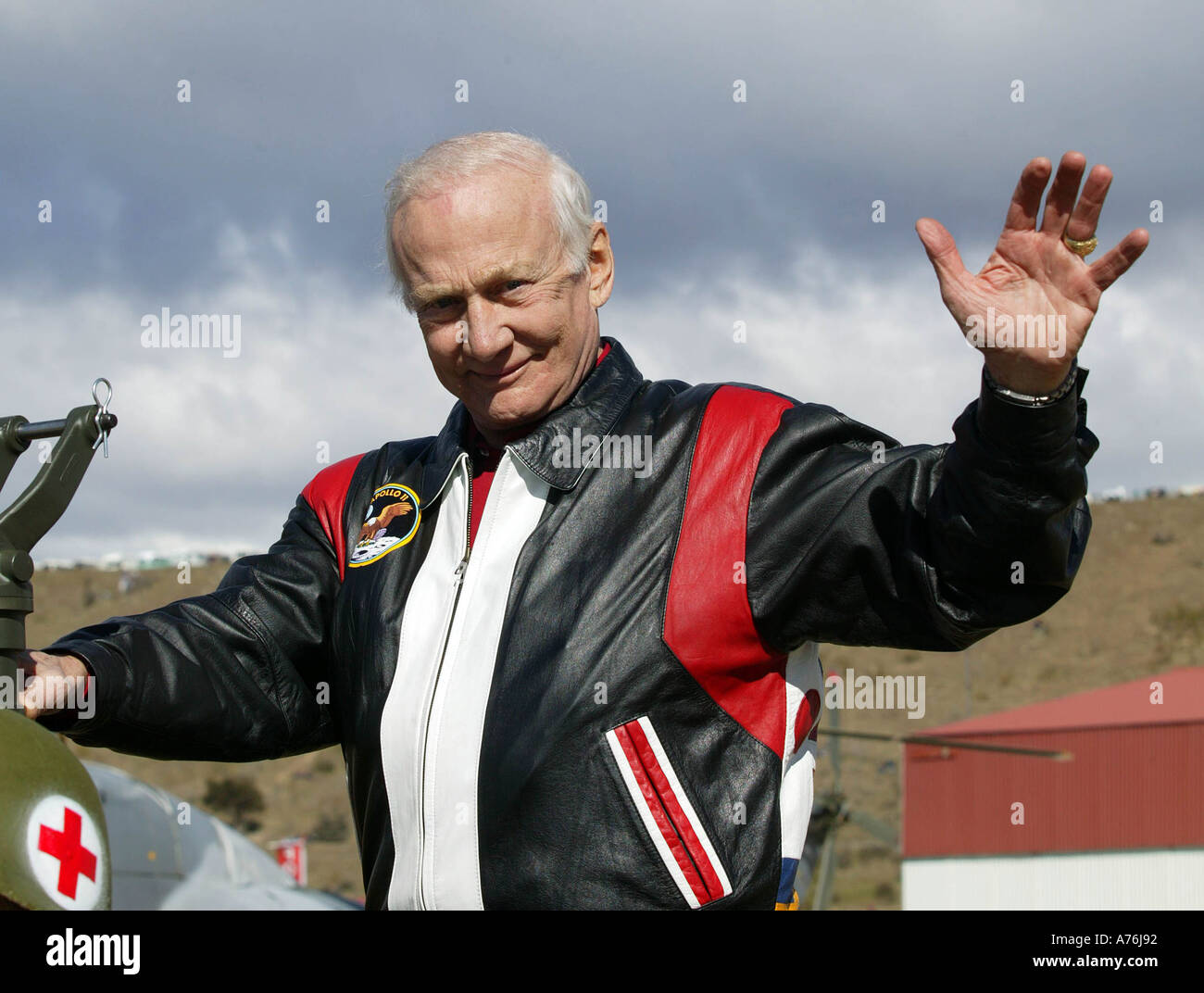 Apollo Astronaut Buzz Aldrin Warbirds Over Wanaka internationale Airshow Wanaka Neuseeland Bild von Barry Bland 10 4 04 Stockfoto