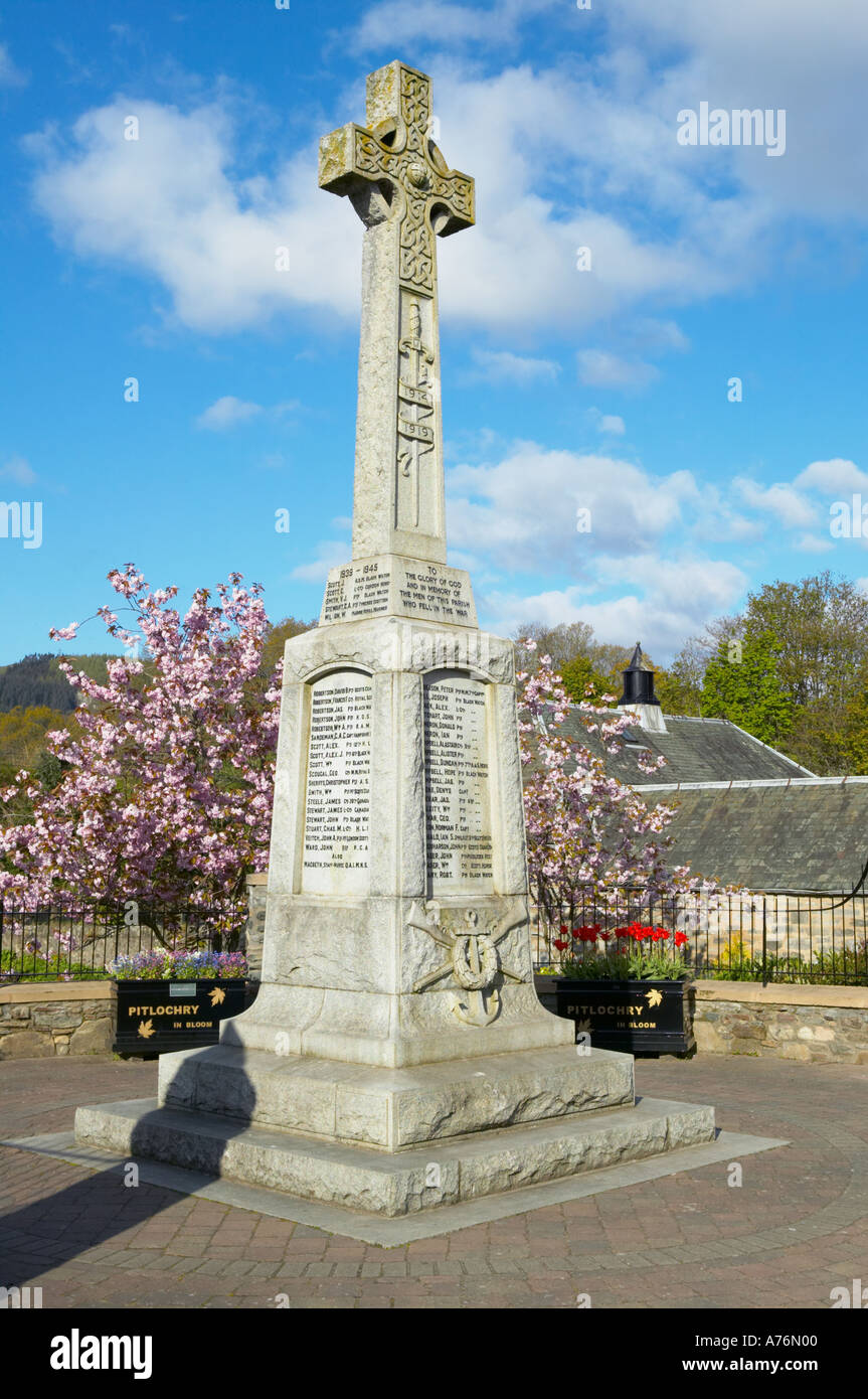 Schottland, Perth und Kinross, Pitlochry. Kriegerdenkmal Stockfoto