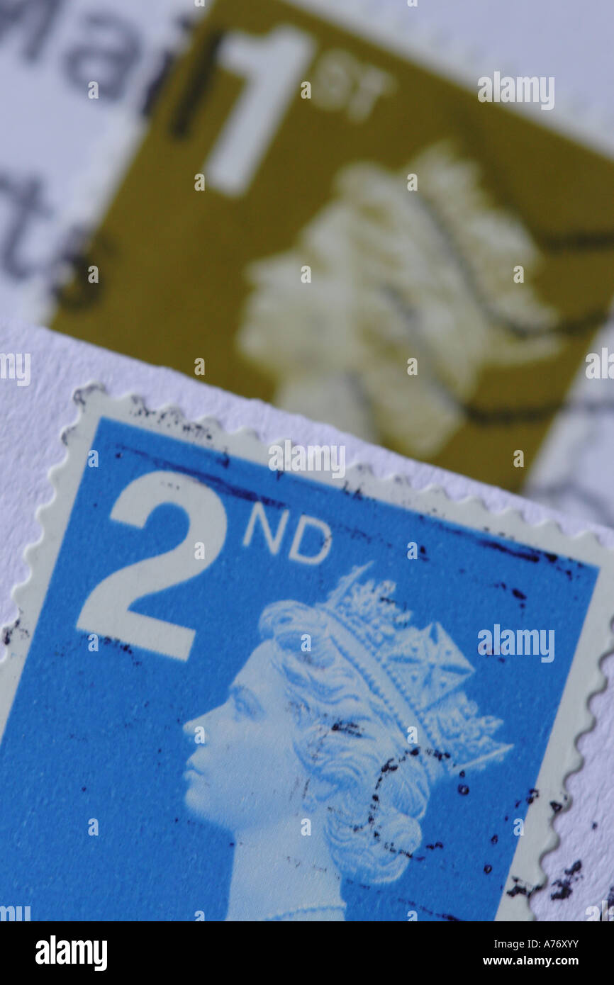 Royal Mail 1. und 2. Klasse Briefmarke Stockfoto