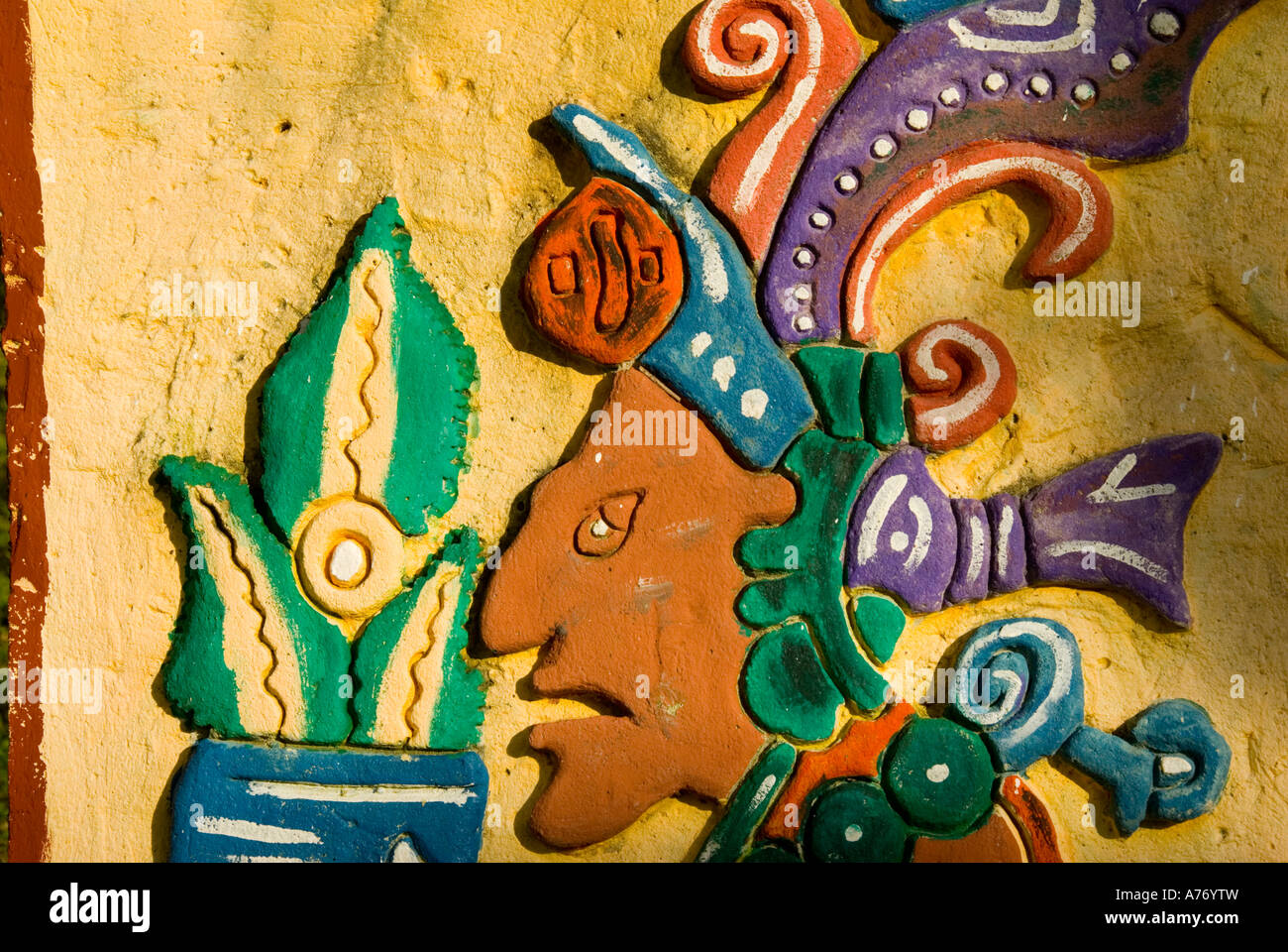 Cozumel Mexiko El Cedral archäologische Stätte moderner Maya-Zeichnung-Kunst Stockfoto