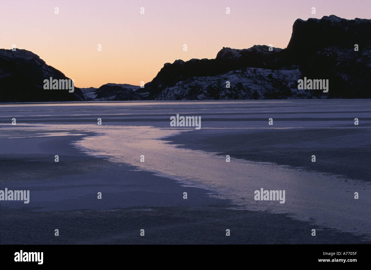 Zugefrorenen See in Bjerkreim Stockfoto