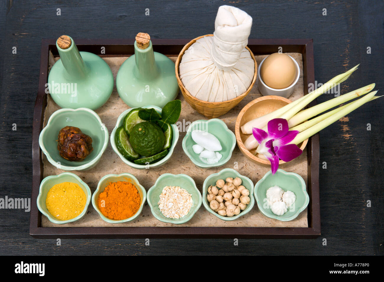 Aromatherapie und Massage Kräuter und Gewürze, Phuket, Thailand Stockfoto