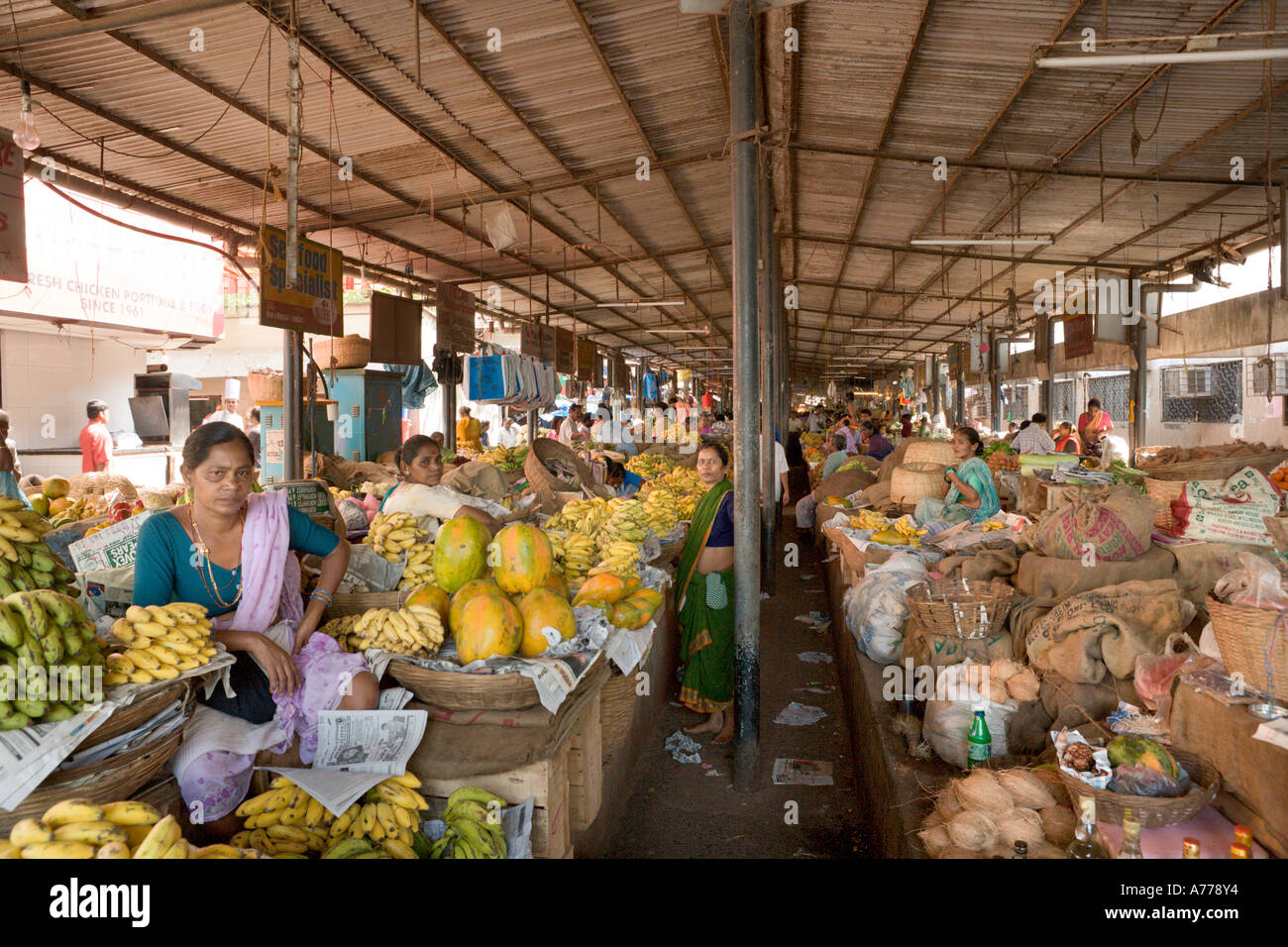Obst- und Gemüsemarkt, Panaji oder Panjim (der Goan Hauptstadt), Goa, Indien Stockfoto