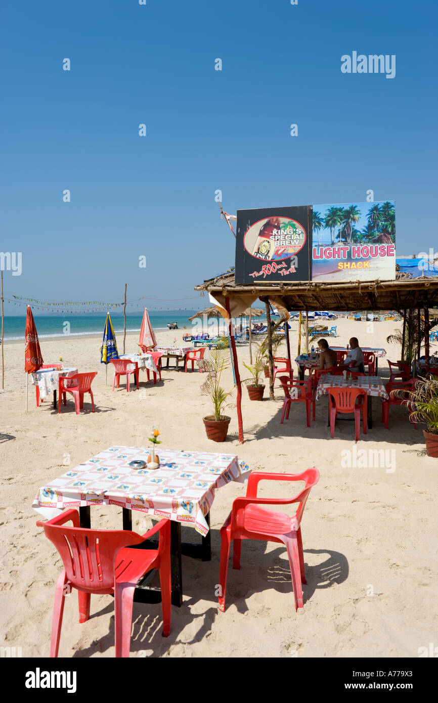 Beach Shack, Utorda Strand, Colva, Süd-Goa, Goa, Indien Stockfoto