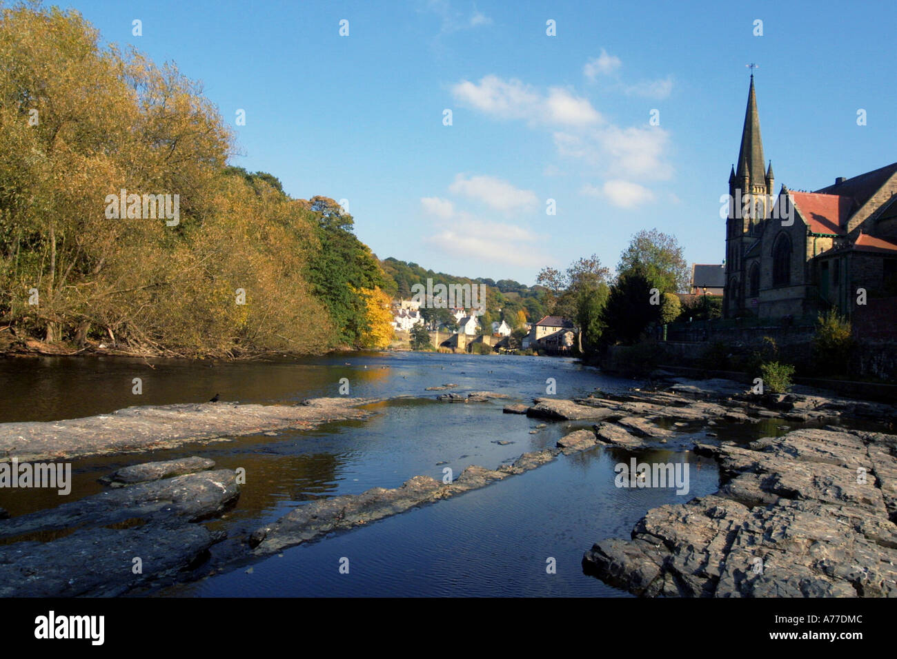 Fluß Dee Llangollen Denbighshire North East Wales Stockfoto