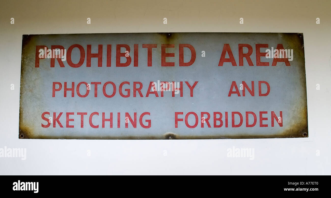 Fotografieren verboten Schild Orford Ness Militäreinrichtung Stockfoto