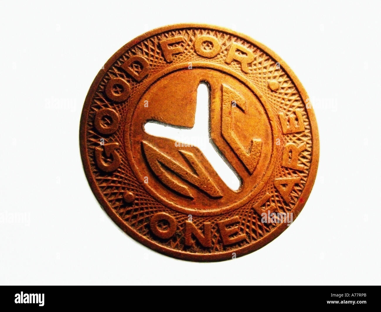 Ein original New York City Transit Authority-Token des Stils im Einsatz von 1953 1970 Stockfoto