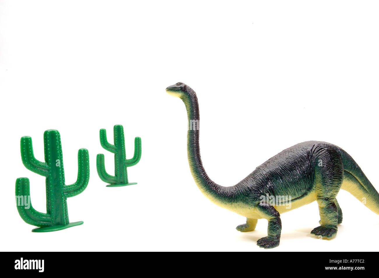 Einsame Brontosaurous Kunststoff Dinosaurier Stockfoto