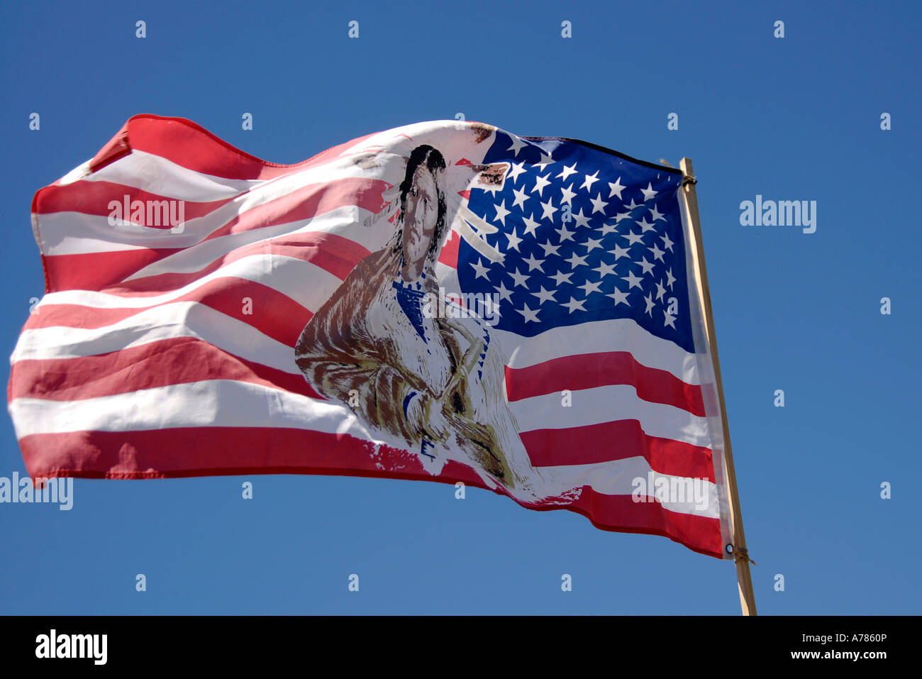 Amerikanische Flagge mit Native American Indian Florida FL FLA USA uns Stockfoto