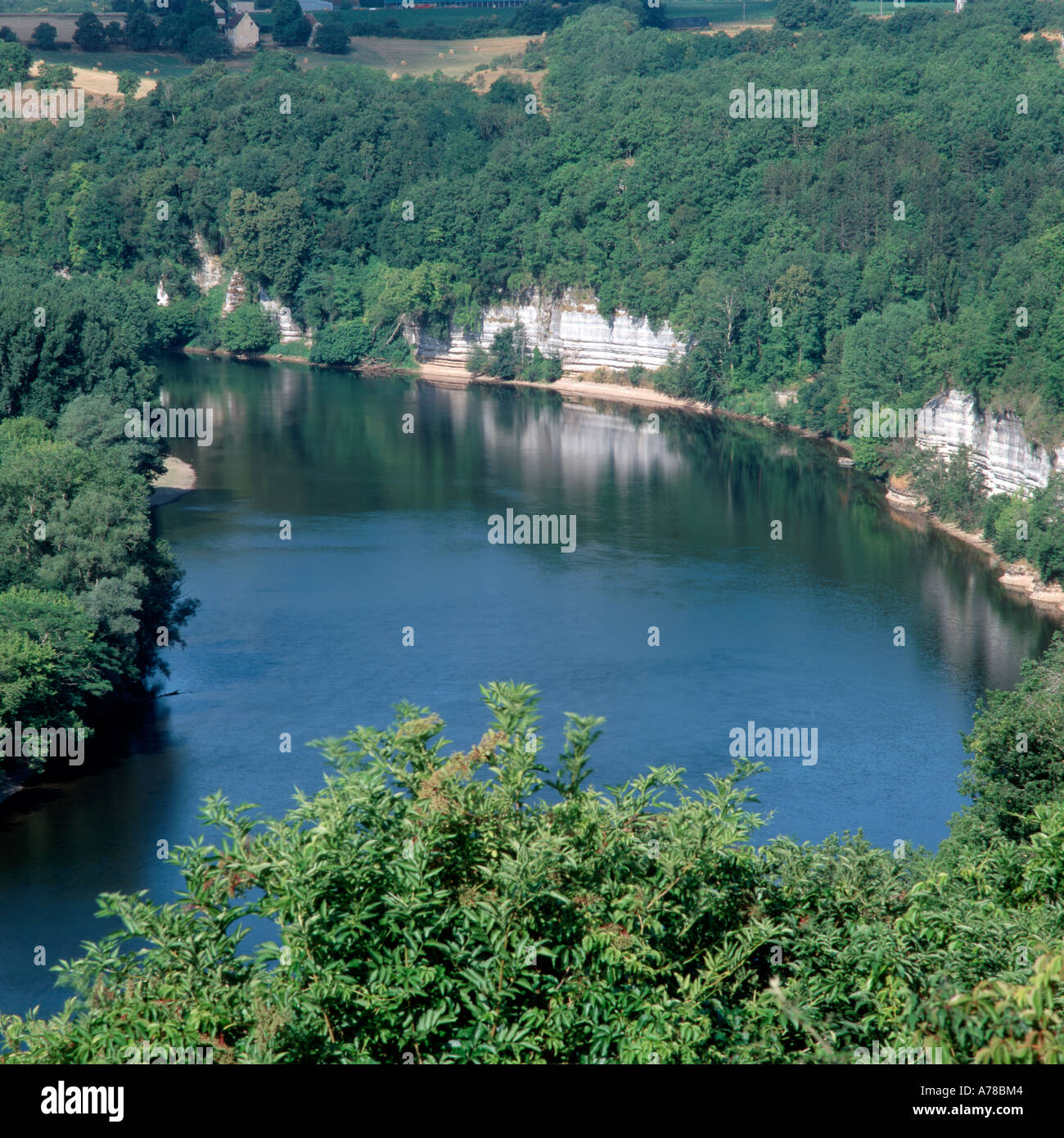 Limeuil Mäander Fluss Dordogne Aquitanien Frankreich Stockfoto