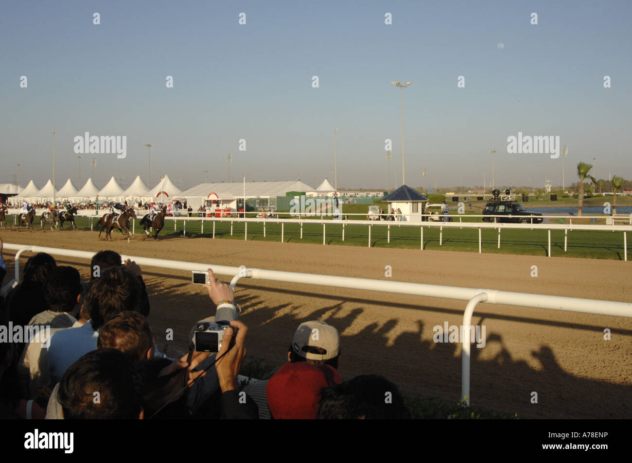 Zuschauer und Pferde bei Dubai World Cup treffen Stockfoto