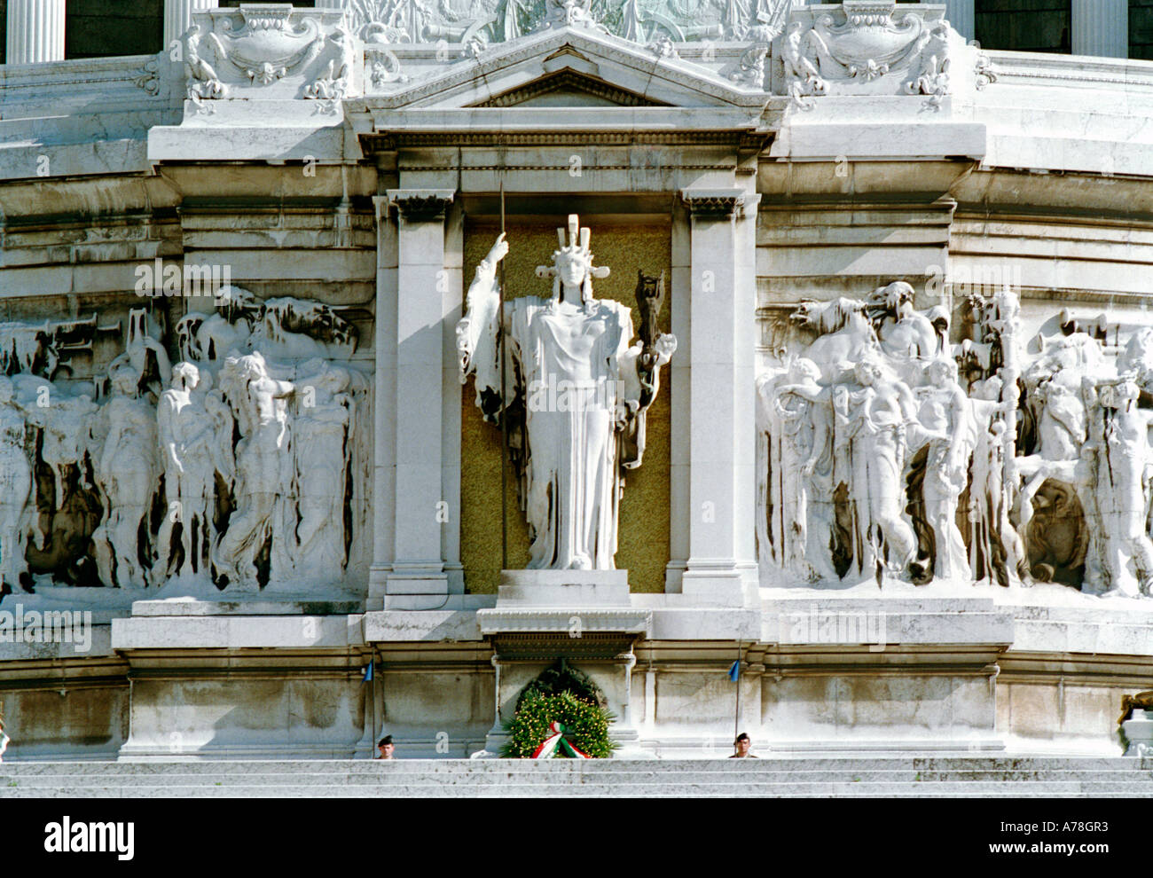 Verwitterte Detail auf dem Altare della Patria und Grab des unbekannten Soldaten, Rom, Italien Stockfoto