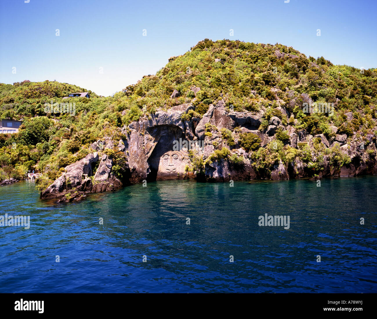 Ngatoro ich Rangi Carving auf Lake Taupo, Neuseeland Stockfoto