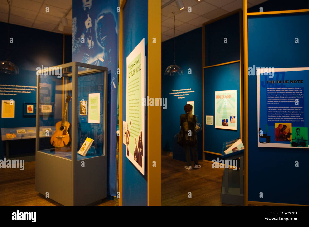 CHICAGO Illinois Interieur der Chicago Historical Society Museumsgeschichte der jazz-Musik-Ausstellung Stockfoto