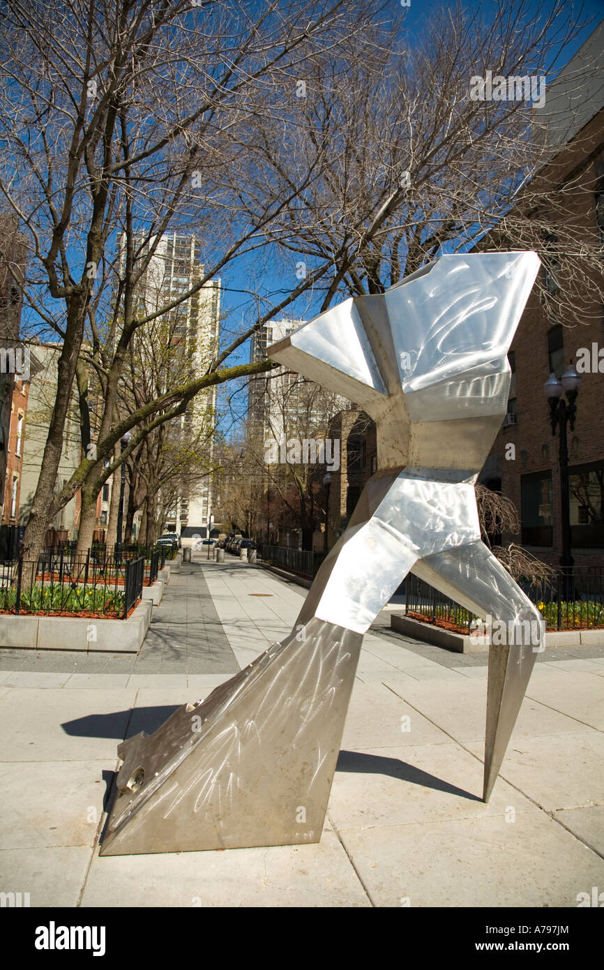 CHICAGO Illinois moderne Metall-Skulptur Park Bürgersteig in Altstadt-Nähe Stockfoto