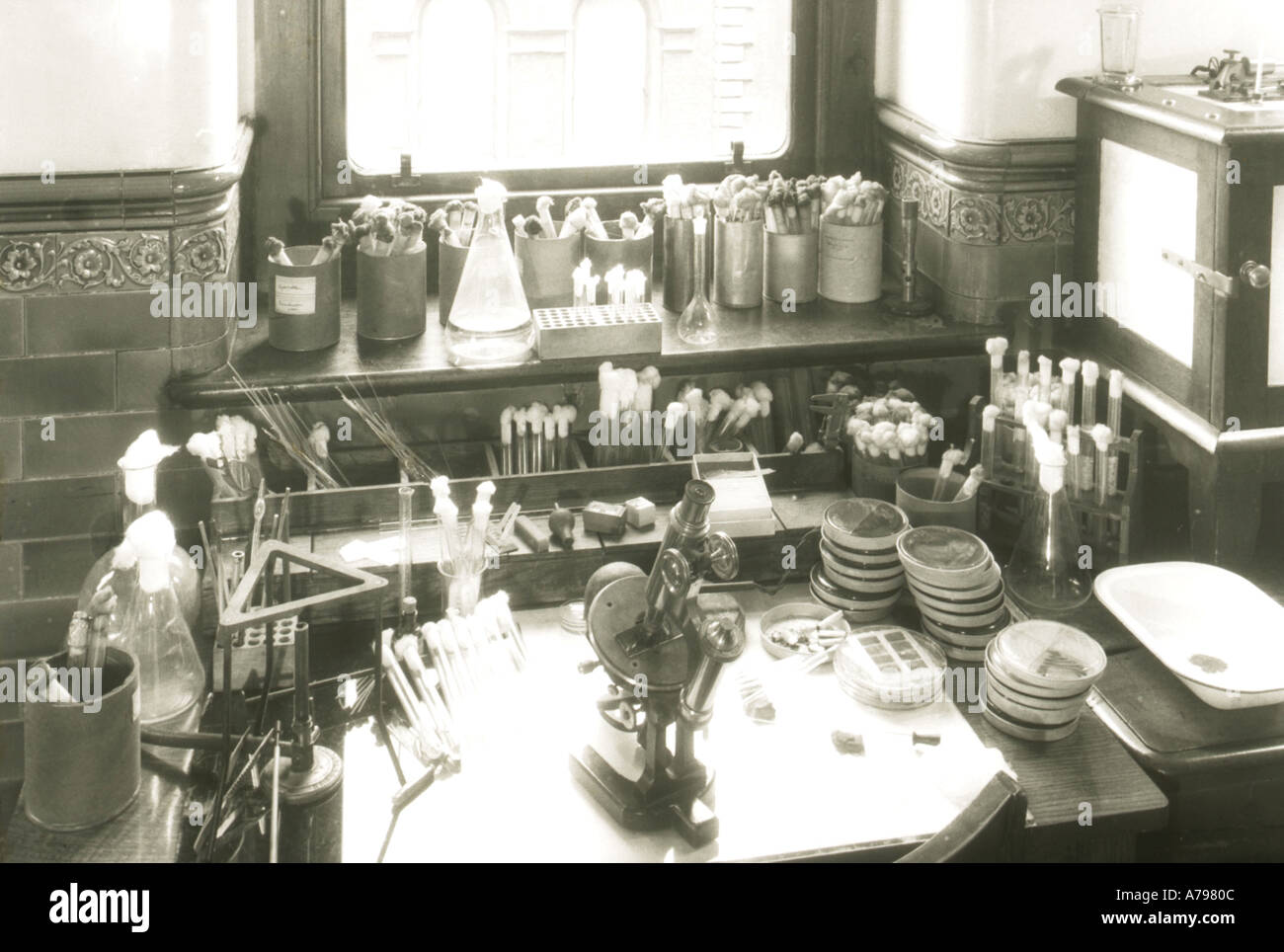 Alexander Fleming Original Lab Stockfoto