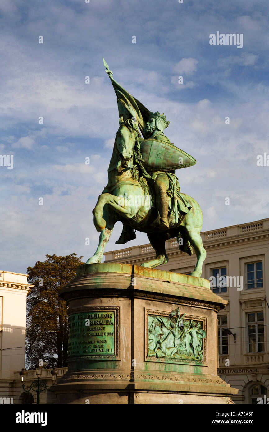 Statue von godefroi von Bouillon in Place Royale Brüssel Stockfoto