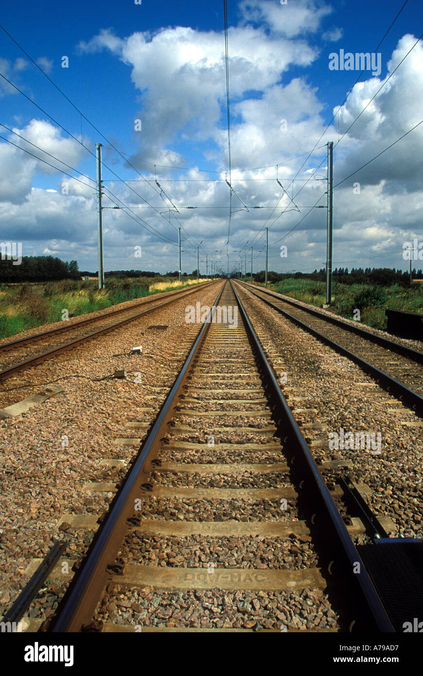 Eisenbahnschienen Cambridgeshire England Stockfoto