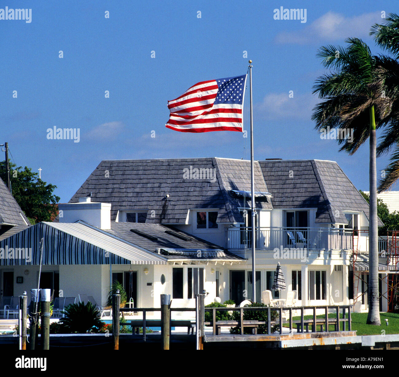 Palm Beach Boot Yacht Florida Villa Villa Flagge Stockfoto