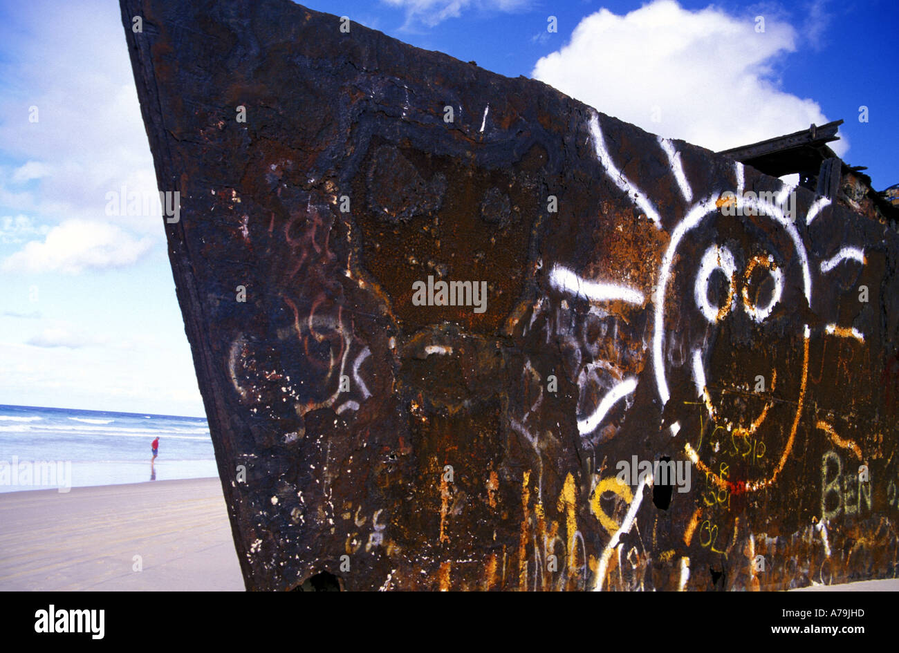 Wrack der Cherry Venture auf Rainbow Beach in der Nähe von Fraser Island Sunshine Coast Queensland Australien Stockfoto