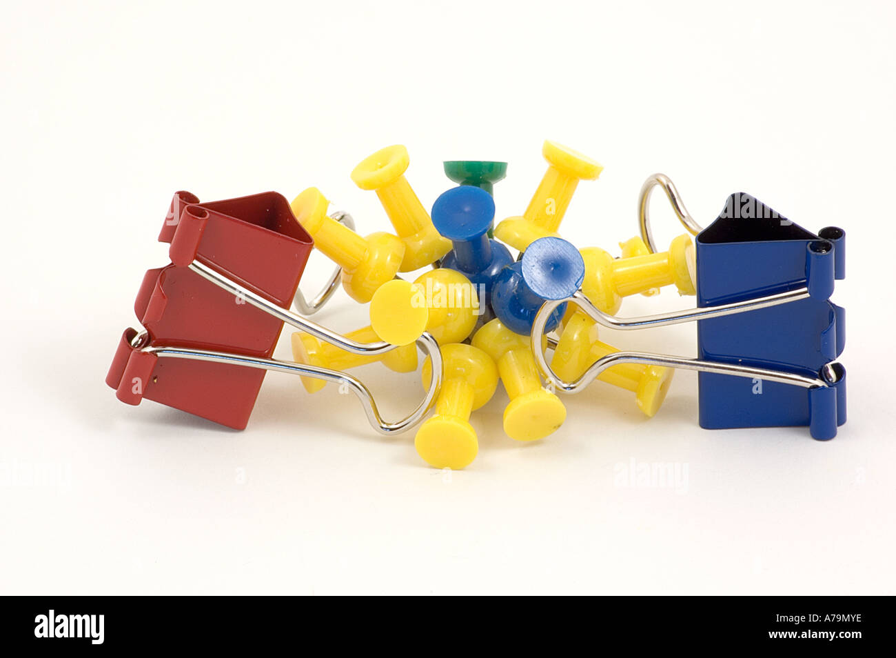 Bulldog Clips und pins Stockfoto