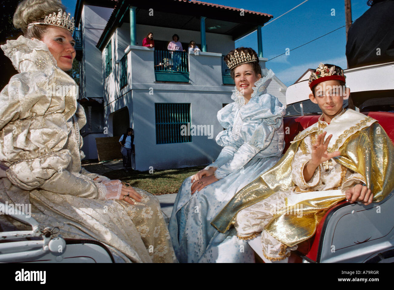 Reenactors bestellt jedes Jahr zur Darstellung der historischen spanischen Königsfamilie in St. Augustine Florida USA Stockfoto