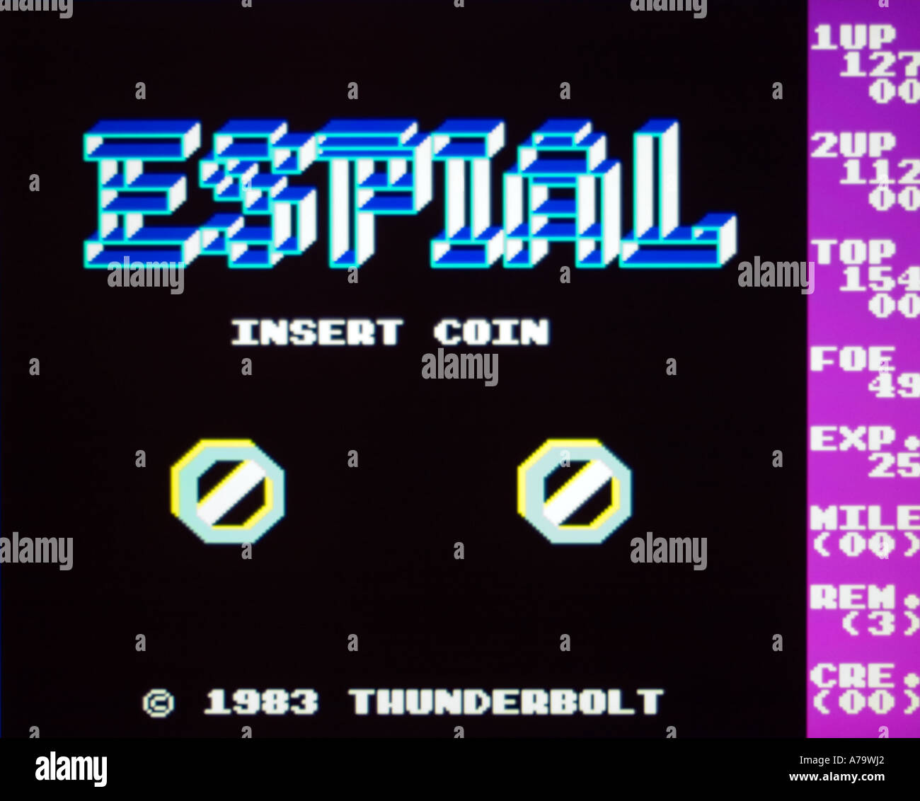 Espial Thunderbolt 1983 Vintage Arcade Videospiel Screenshot - nur zur redaktionellen Nutzung Stockfoto