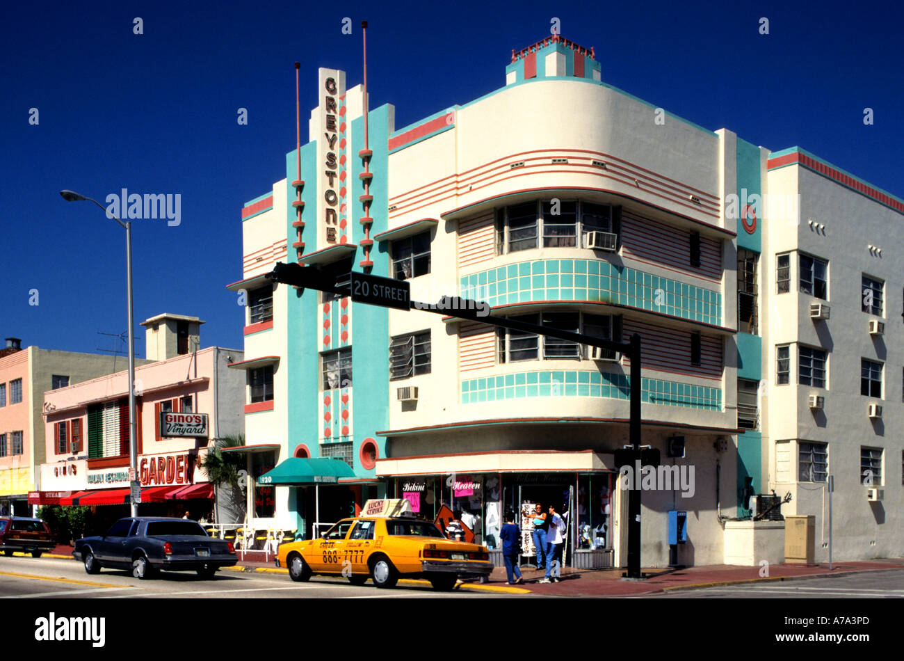 Florida Miami Beach Art Deco Historic District Taxi cab Stockfoto