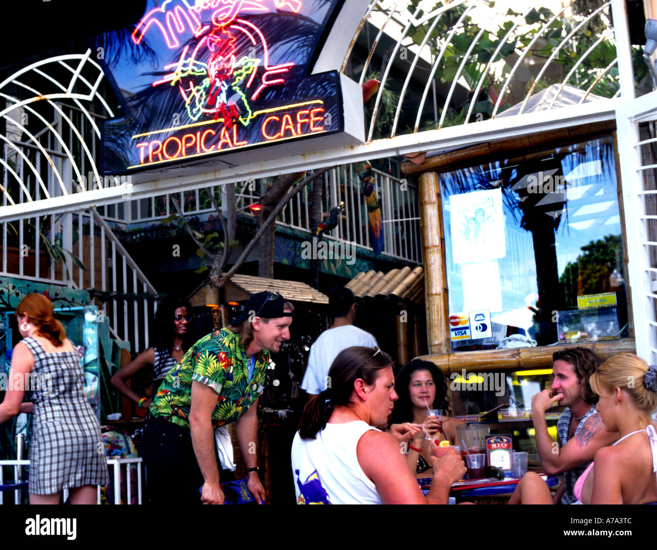 Art Deco Historic District Ocean Drive Florida Café Restaurant Bar Hotel in Miami Beach Stockfoto