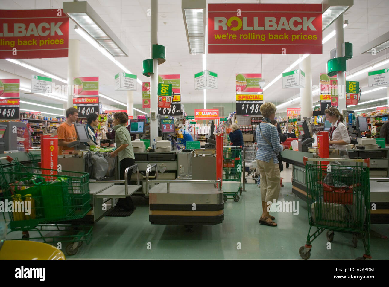 Supermarkt-Kassen in einem Supermarkt in Hobart Tasmanien Australien Stockfoto