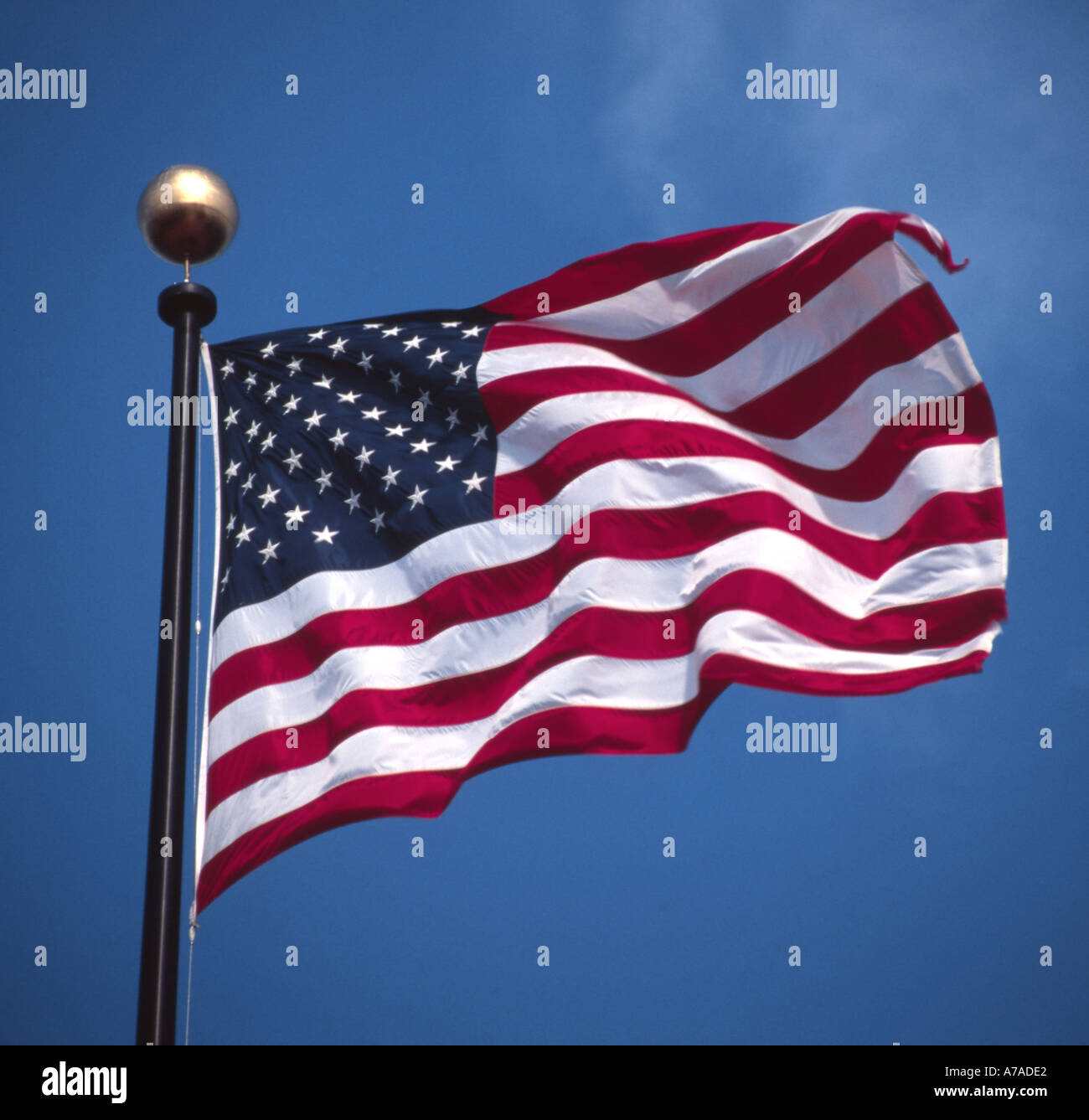 Amerikanische Flagge im Wind wehende Stockfoto