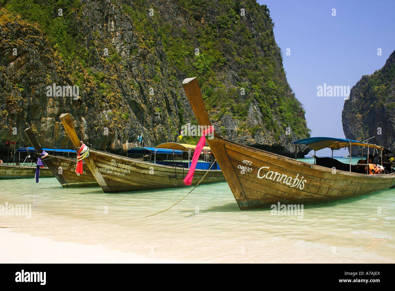 Longtailboote Ko Phi Phi Ley Thailand Stockfoto