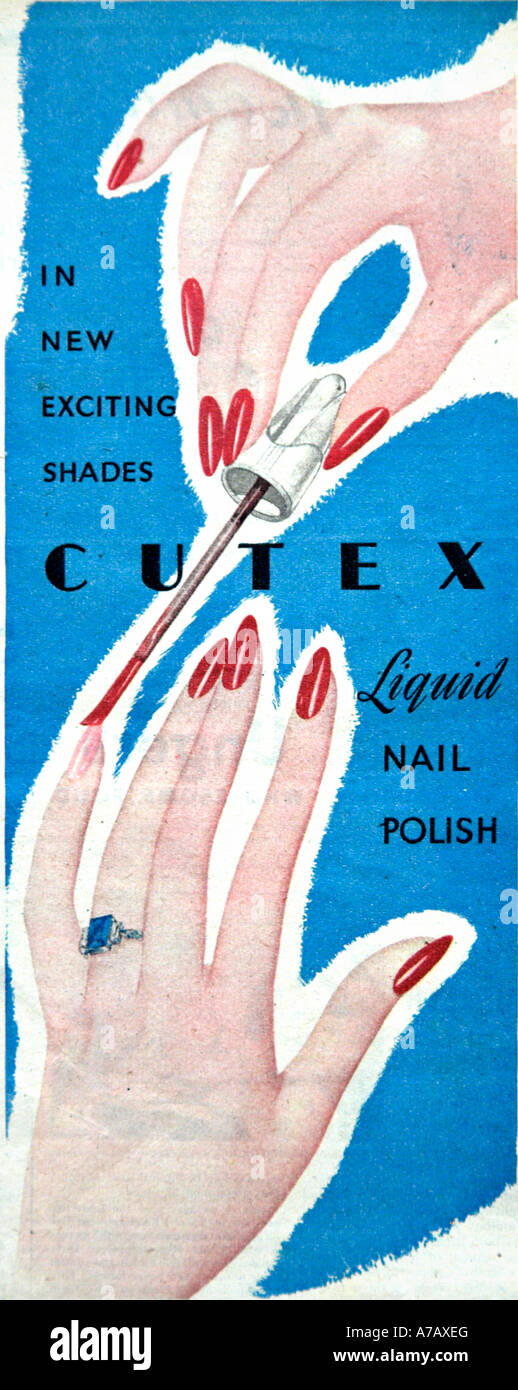 Cutex Werbung 1948 nur zur redaktionellen Verwendung Stockfoto