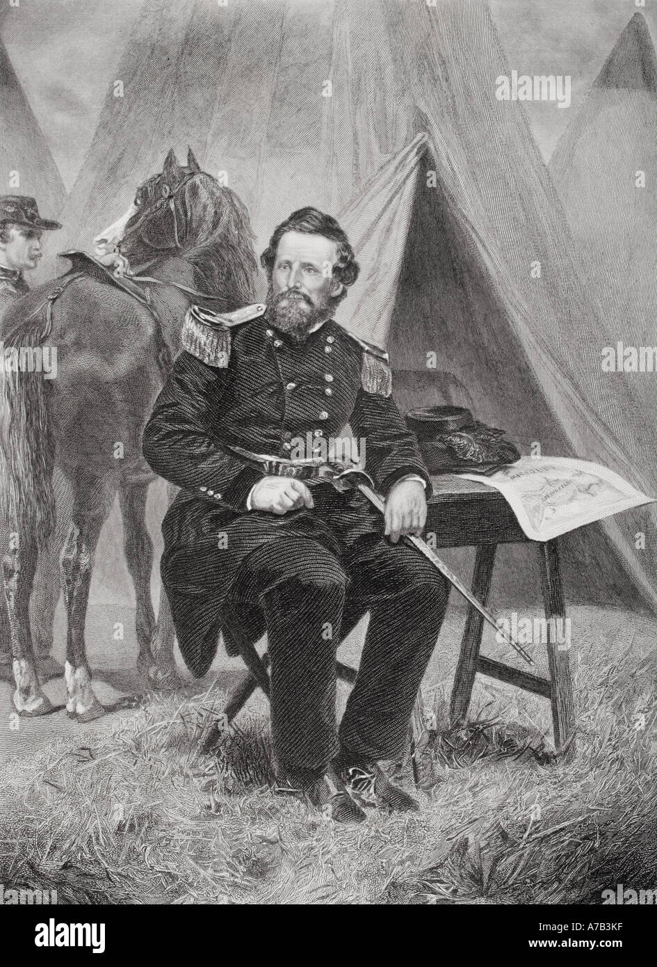 Nathaniel Lyon, 1818 - 1861. Union Brigadier General getötet an der Schlacht von Wilsons Creek während des Amerikanischen Bürgerkriegs. Von der Malerei von Alonzo Chappel Stockfoto