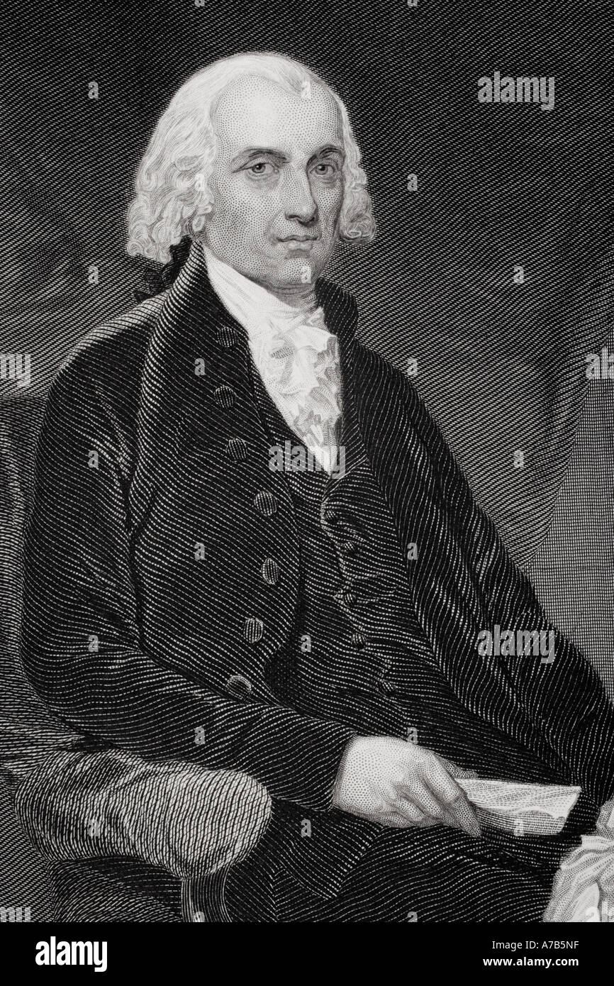 James Madison, 1751 - 1836. Amerikanischer Staatsmann, Jurist, Diplomat, Philosoph und Gründervater. 4. Der Präsident der Vereinigten Staaten von Amerika. Stockfoto