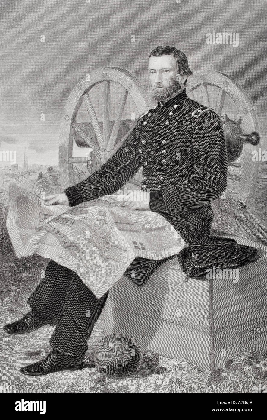 Ulysses S. Grant, 1822 - 1885. Befehlshaber der Armeen der Union im Amerikanischen Bürgerkrieg und 18. Präsident der Vereinigten Staaten von Amerika. Stockfoto