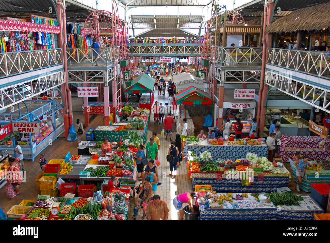 Geschäftige Papeete Markt Tahiti Französisch-Polynesien Stockfoto