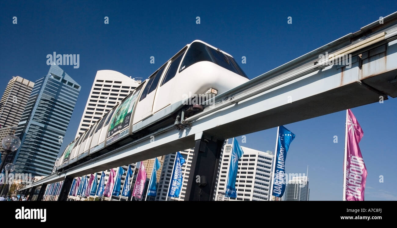 Monorail Transport-System in Darling Harbour in Sydney. Australien Stockfoto