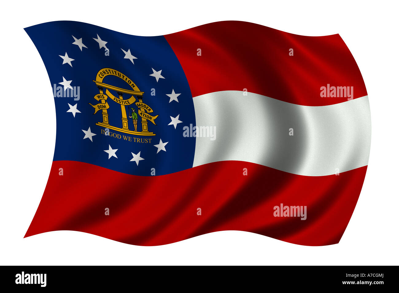 Bundesstaat Georgia Flagge winken in die Wind-Clipping-Pfad enthalten Stockfoto