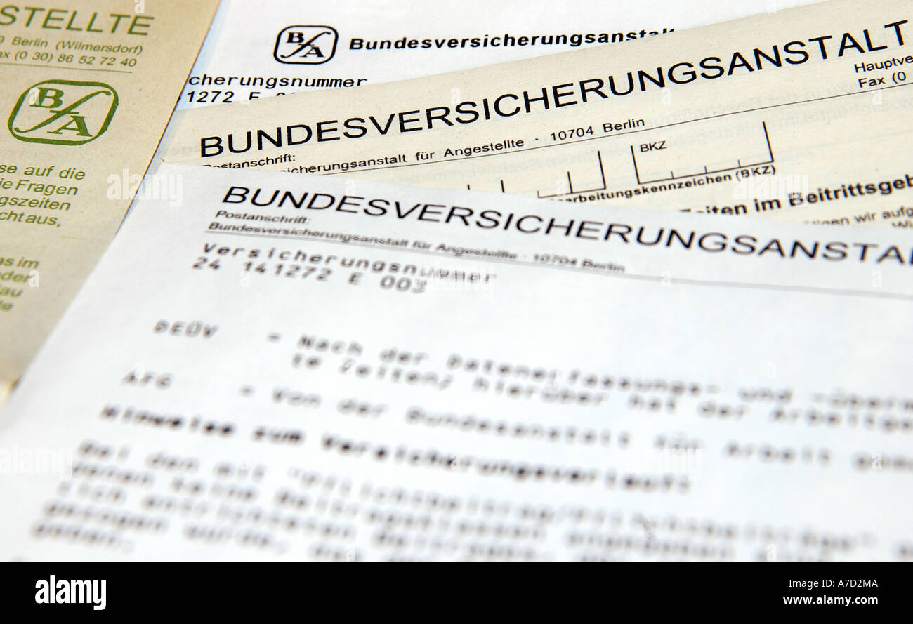 Verschiedene Formen von der Bundesversicherungsanstalt (Federal Insurance) Stockfoto