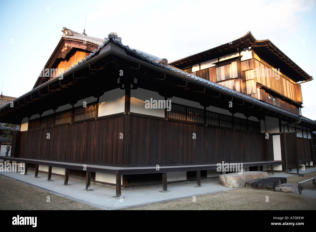 Außenseite des Nijo Schloss Nijo-Jo am Abend Sonne Stadt Kyoto Japan Asien Stockfoto
