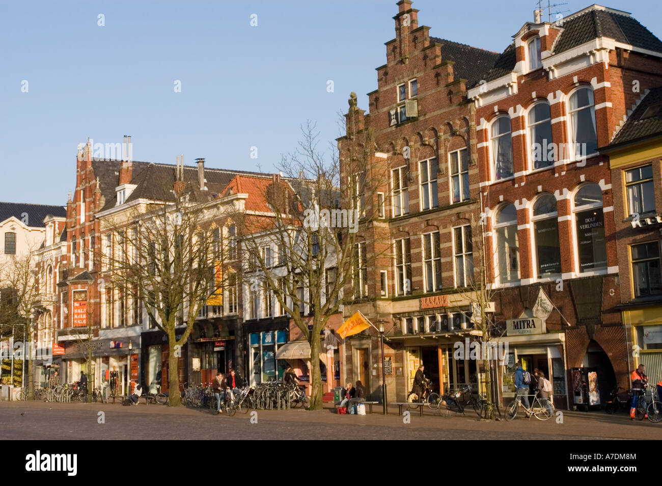 Einkaufsstraße in Haarlem Noord-Holland Stockfoto