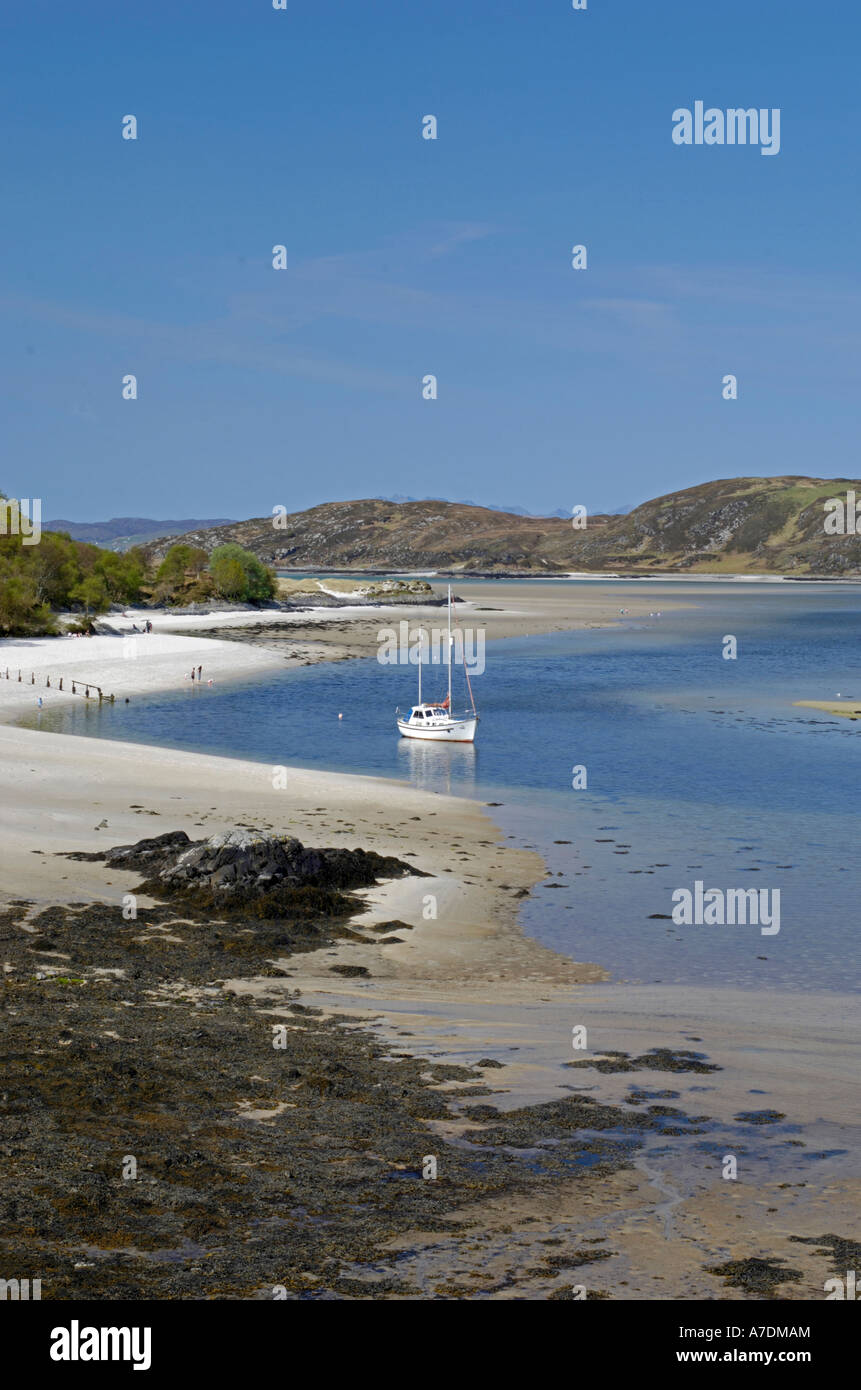 Arisaig Bay zu den silbernen Sandstränden von Morar, wo "Local Hero" und "Highlander" waren, gefilmt XPL 6350 Stockfoto