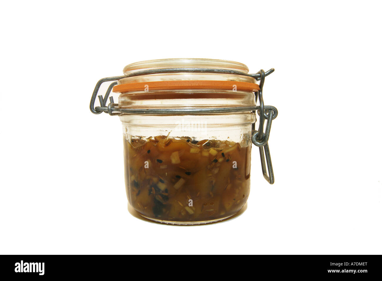 Glas der hausgemachte Mango-Chutney Stockfoto