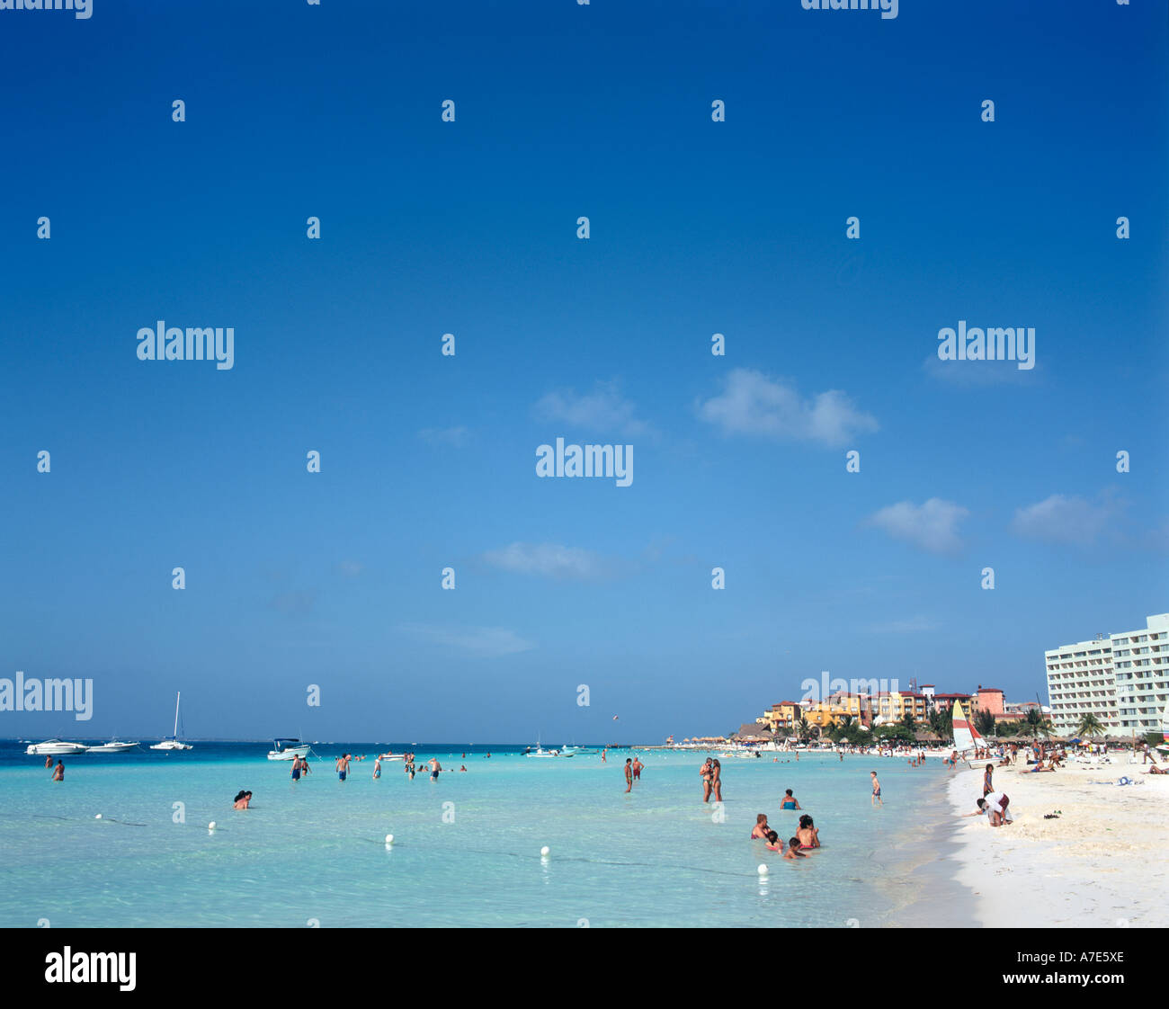 Strand in der Nähe von Hotel Fiesta Americana, Cancún, Quintana Roo, Halbinsel Yucatan, Mexiko Stockfoto